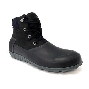 Bogs Men's Casual Rain Boots Size 9 Black Waterproof Lace-up Ankle Short EUC